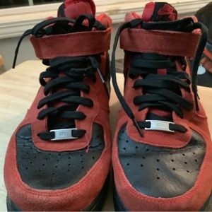 Nike Air Force 1 red on black size 11